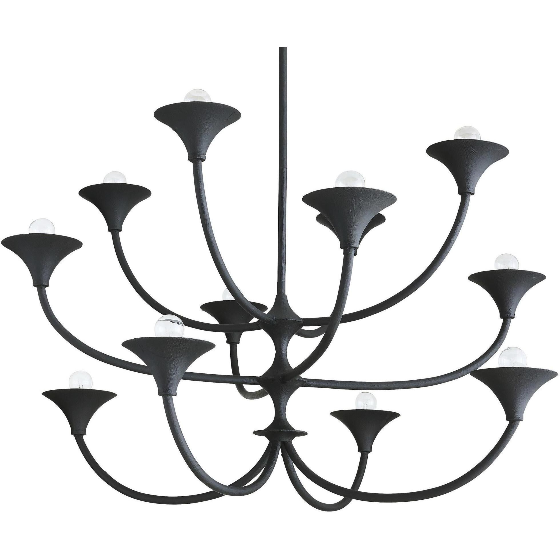 Larkin 12 Light 41.5 inch Black Gesso Chandelier Ceiling Light