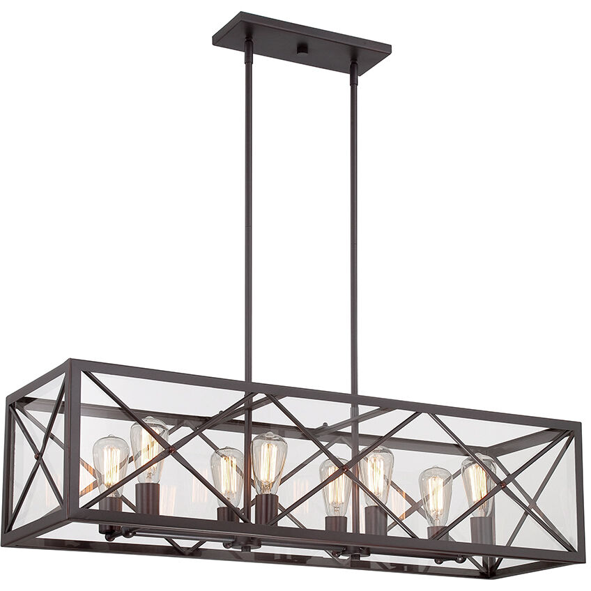 High Line 8 Light 39 inch Satin Bronze Linear Chandelier Ceiling Light