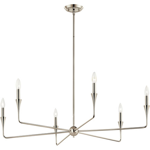 Alvaro 6 Light Polished Nickel Chandelier Ceiling Light, 1 Tier Medium