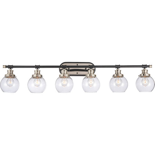 Saybrook 6 Light 47.75 inch Black Polished Nickel Bath Vanity Light Wall Light in Clear Glass