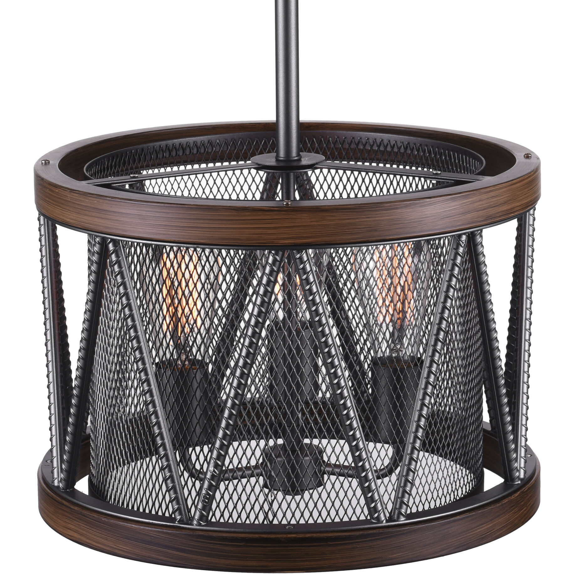 Parsh 3 Light 16 inch Pewter Drum Shade Chandelier Ceiling Light