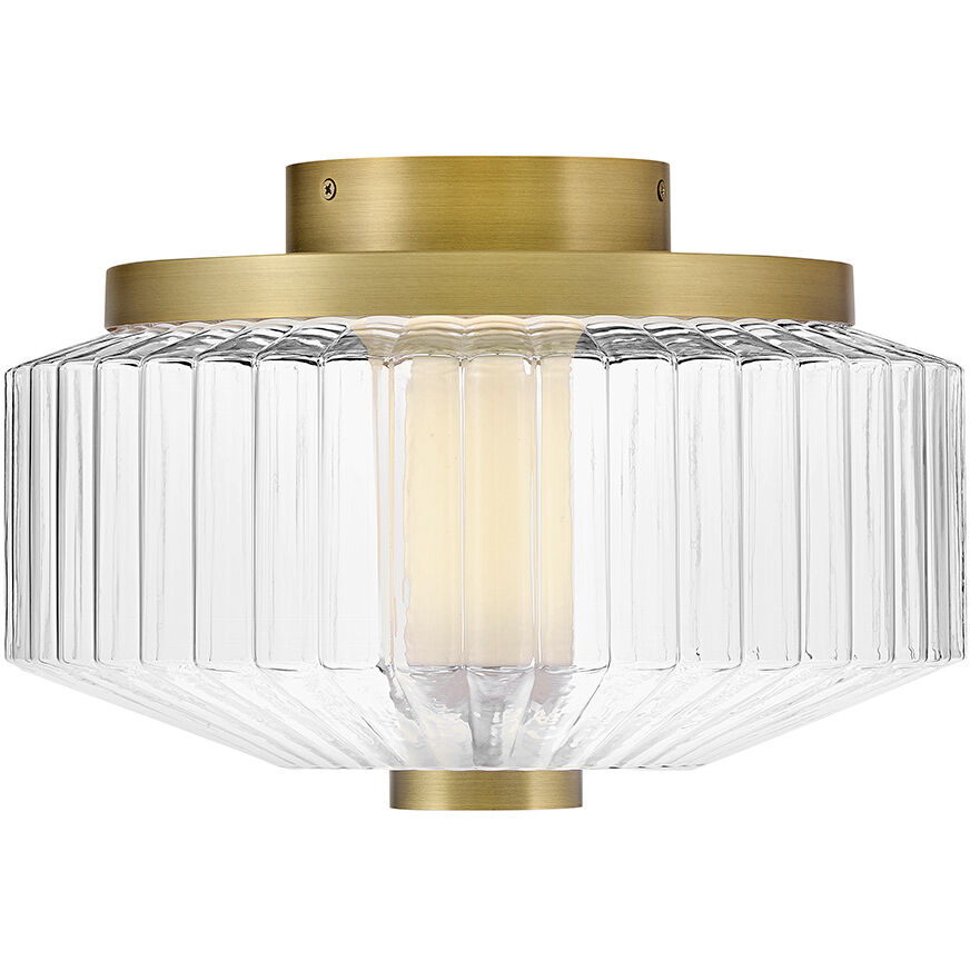 Reign LED 12.75 inch Lacquered Brass Flush Mount Ceiling Light