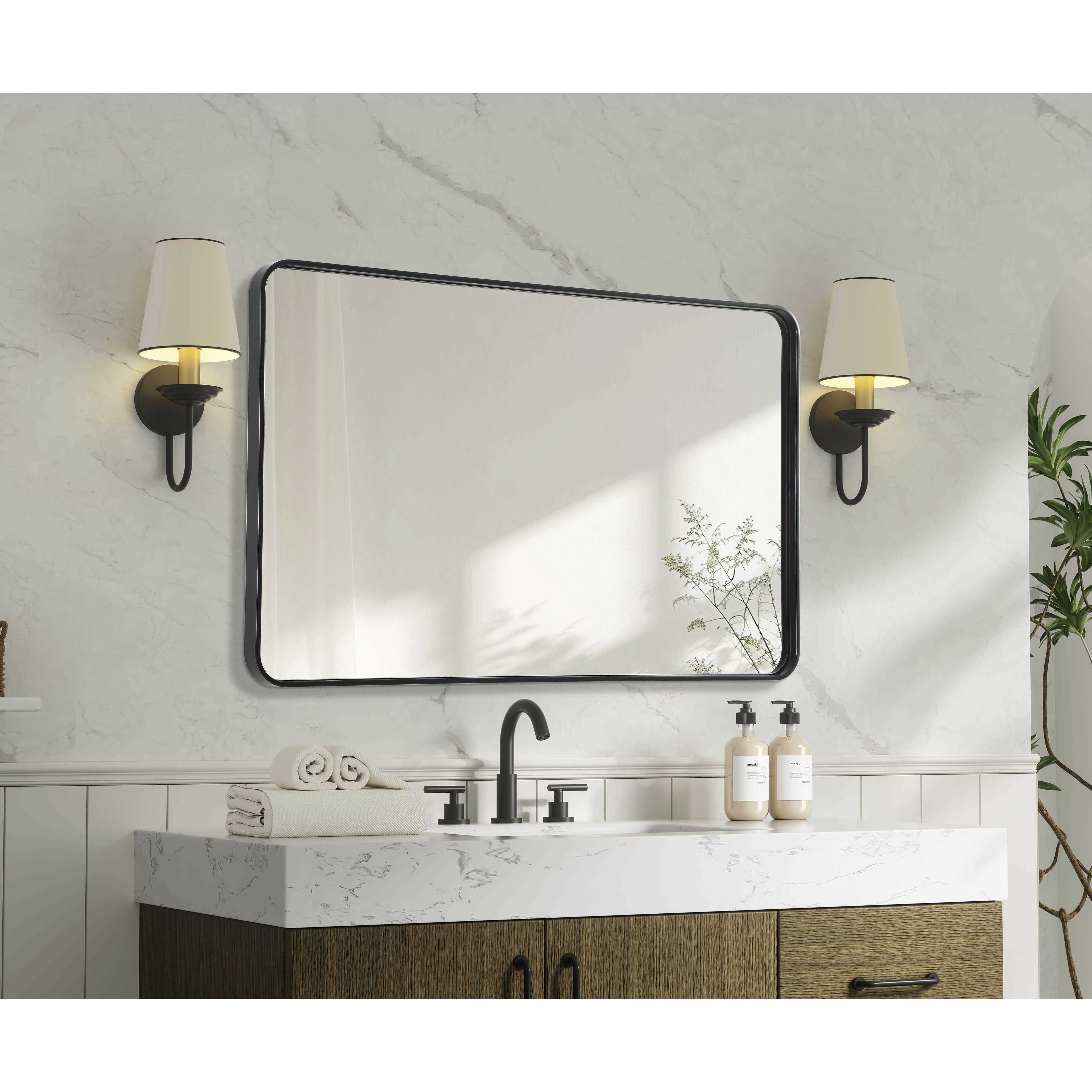 Remy 48 X 30 inch Black Mirror