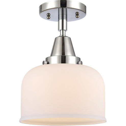 Franklin Restoration Large Bell LED 8 inch Polished Chrome Flush Mount Ceiling Light in Matte White Glass