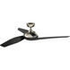 Zenith 60 inch Polished Nickel with Satin Black Blades Ceiling Fan
