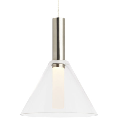 Sean Lavin Mezz 1 Light 12 Satin Nickel Low-Voltage Pendant Ceiling Light in FreeJack, Clear Glass, Integrated LED