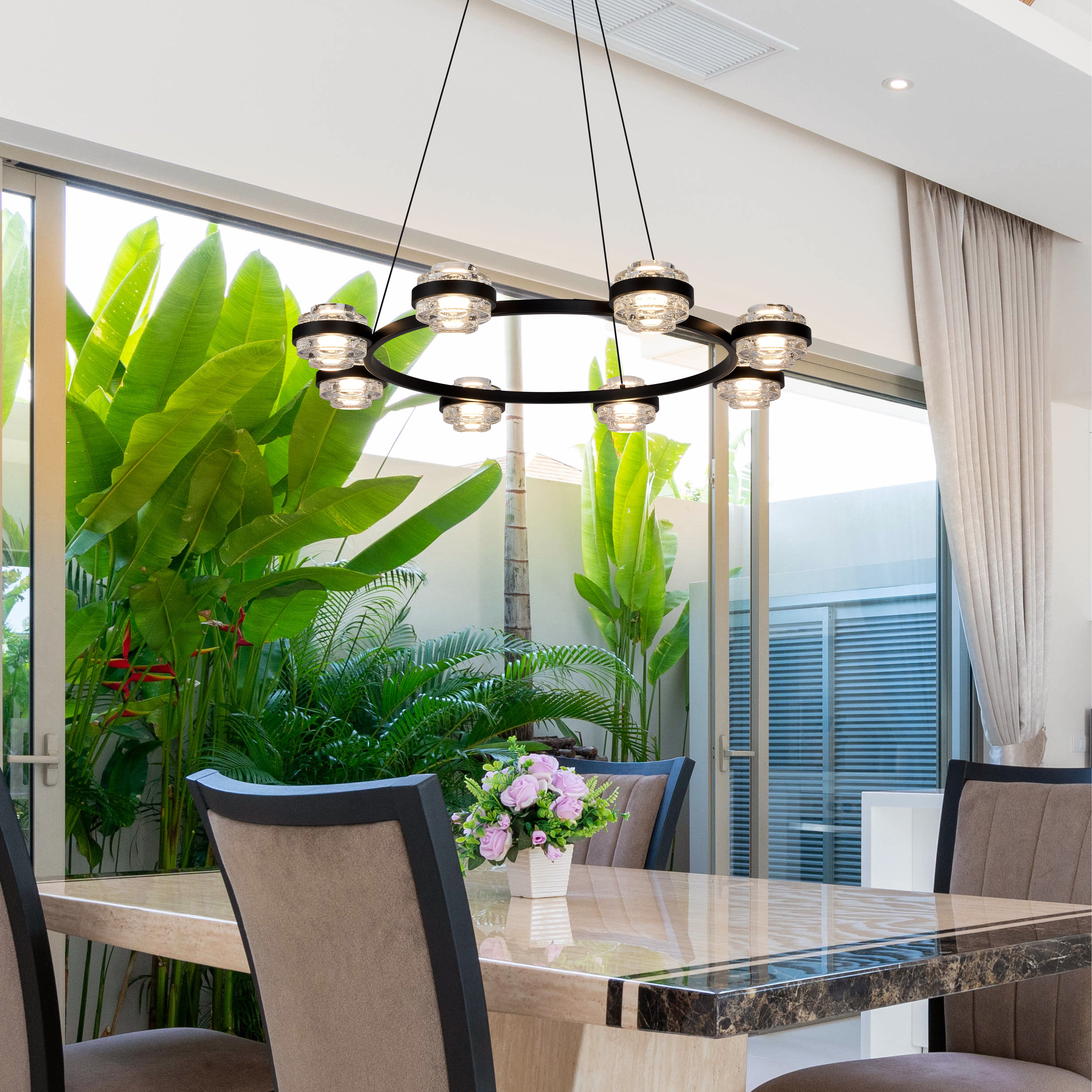 Milano Series 33.25 inch Black Chandelier Ceiling Light, Artisan Collection