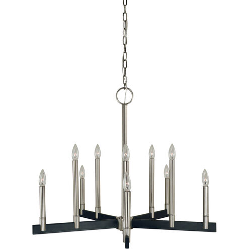 Jessica 10 Light 32 inch Brushed Nickel/Matte Black Dining Chandelier Ceiling Light