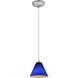 Martini LED 7 inch Brushed Steel Pendant Ceiling Light in Cobalt