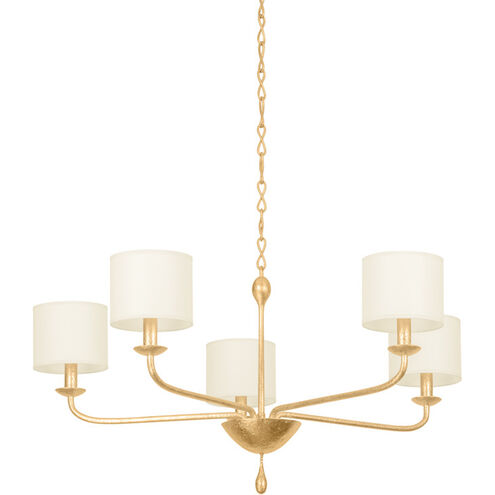 Osmond 5 Light 36 inch Vintage Gold Leaf Chandelier Ceiling Light