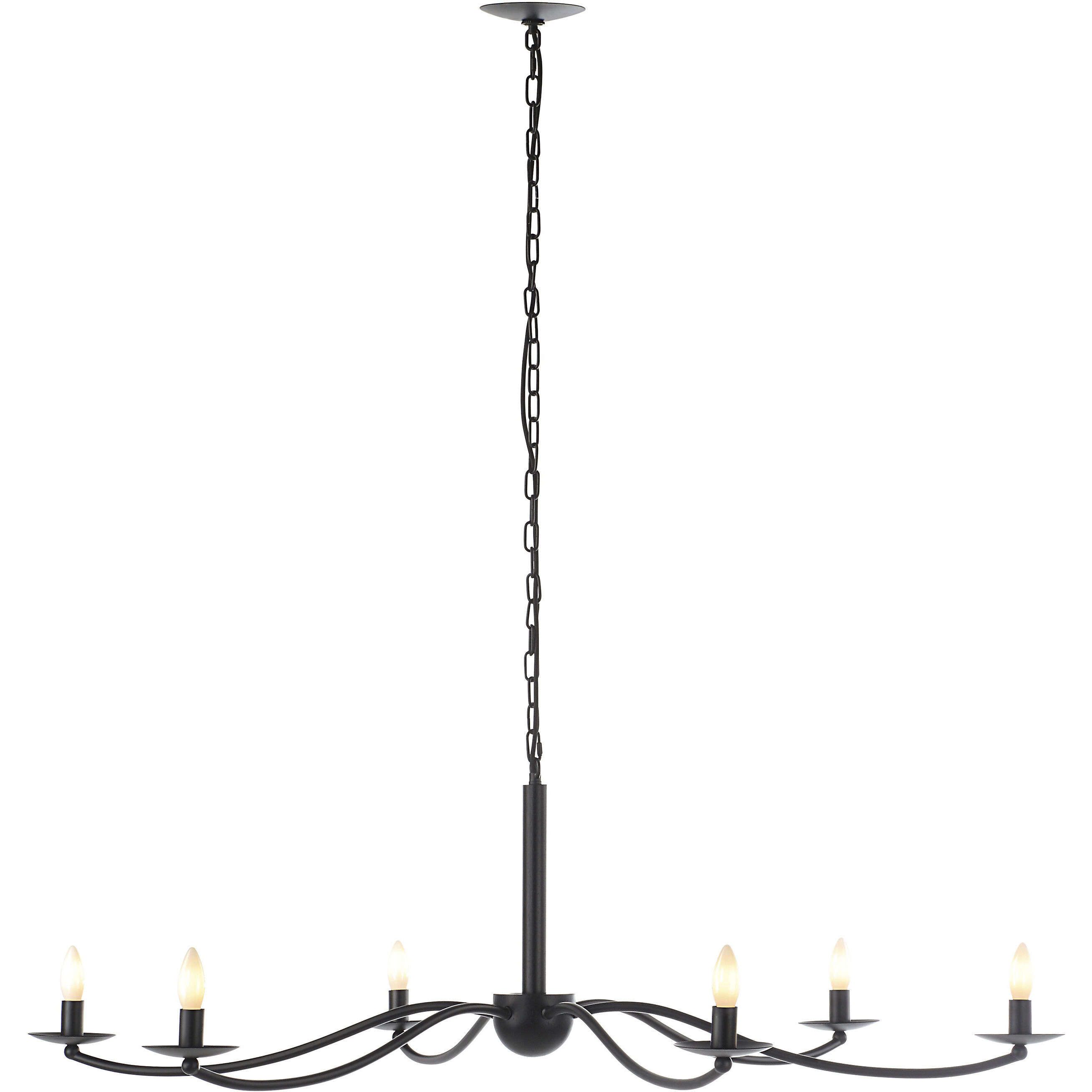 Landen 6 Light 50 inch Powder Coated Matte Black Chandelier Ceiling Light