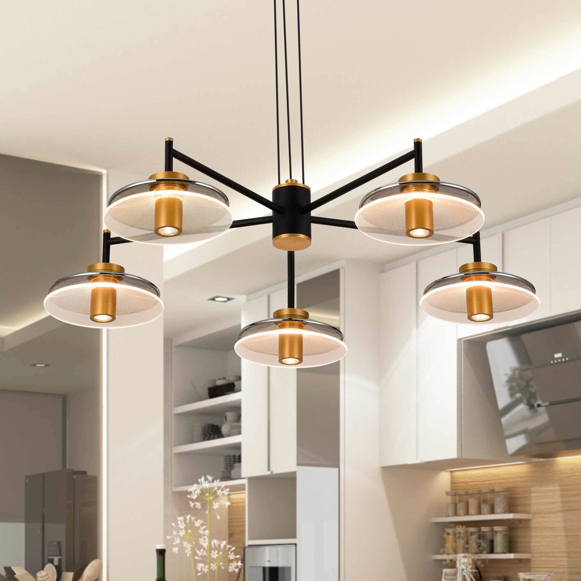 Verona Series 31.5 inch Black/Gold Chandelier Ceiling Light, Artisan Collection
