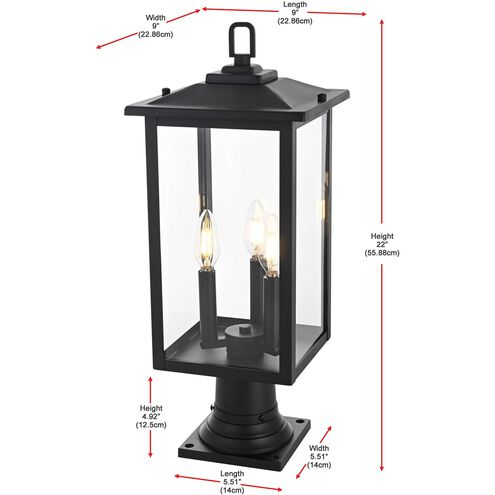 Carlisle 3 Light 22 inch Black Outdoor Post Light