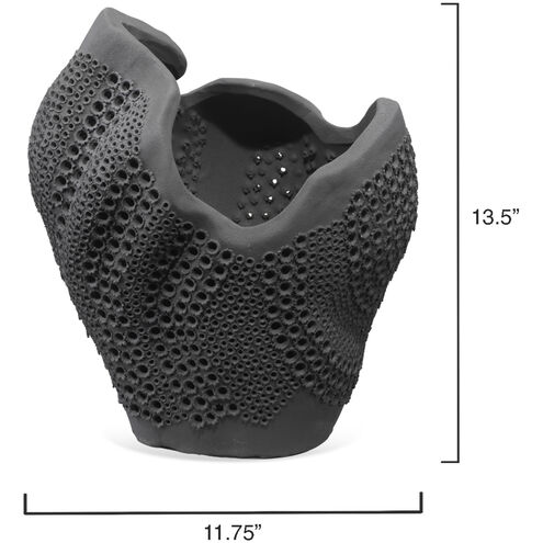 Dynasty 14 X 12 inch Vase in Matte Black Porcelain