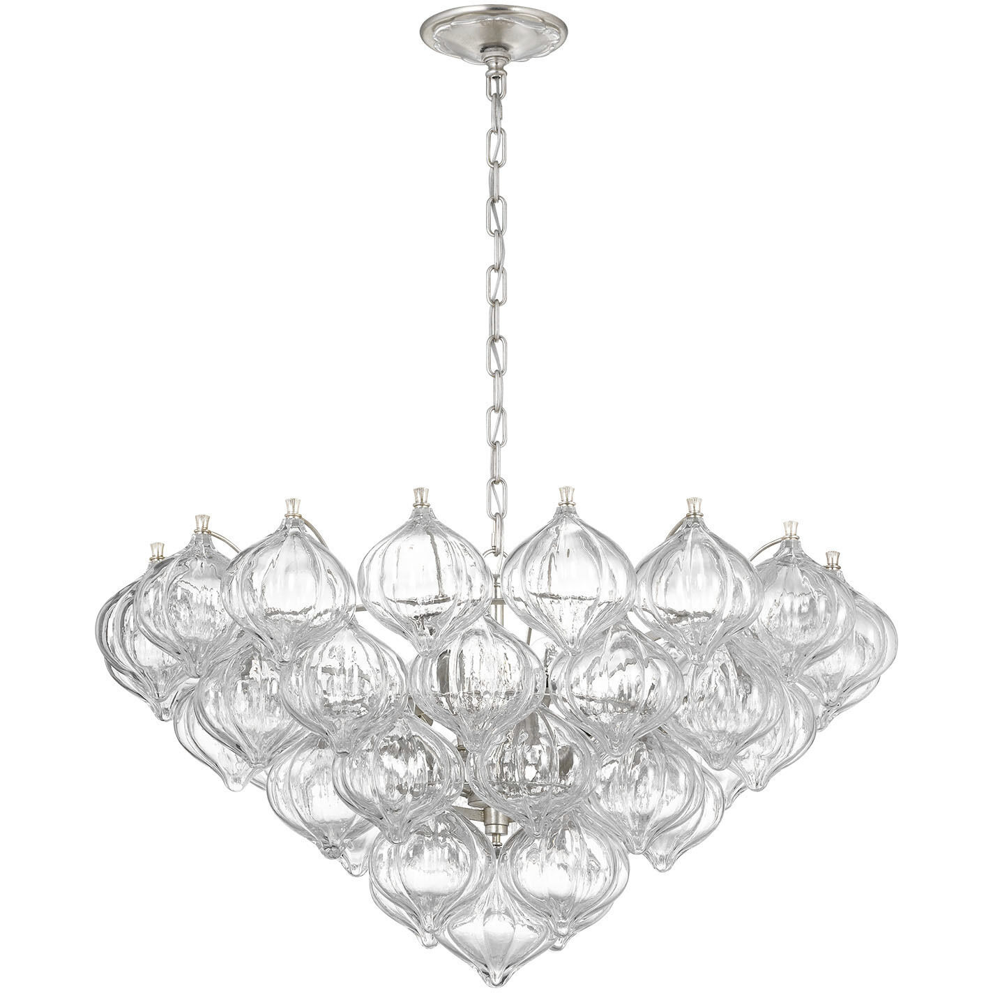 Julie Neill Caselli LED 35.5 inch Burnished Silver Leaf Basket Chandelier Ceiling Light