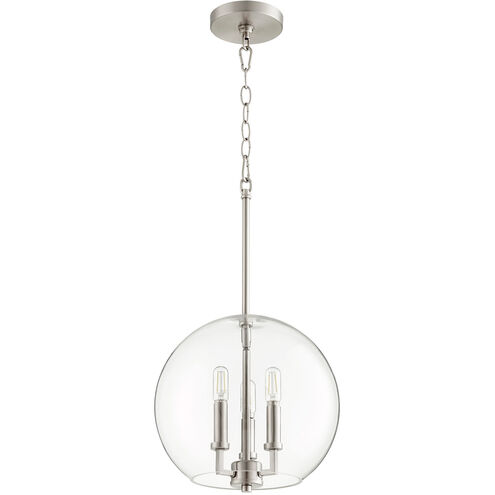 Globe Pendant 3 Light 12 inch Satin Nickel Pendant Ceiling Light