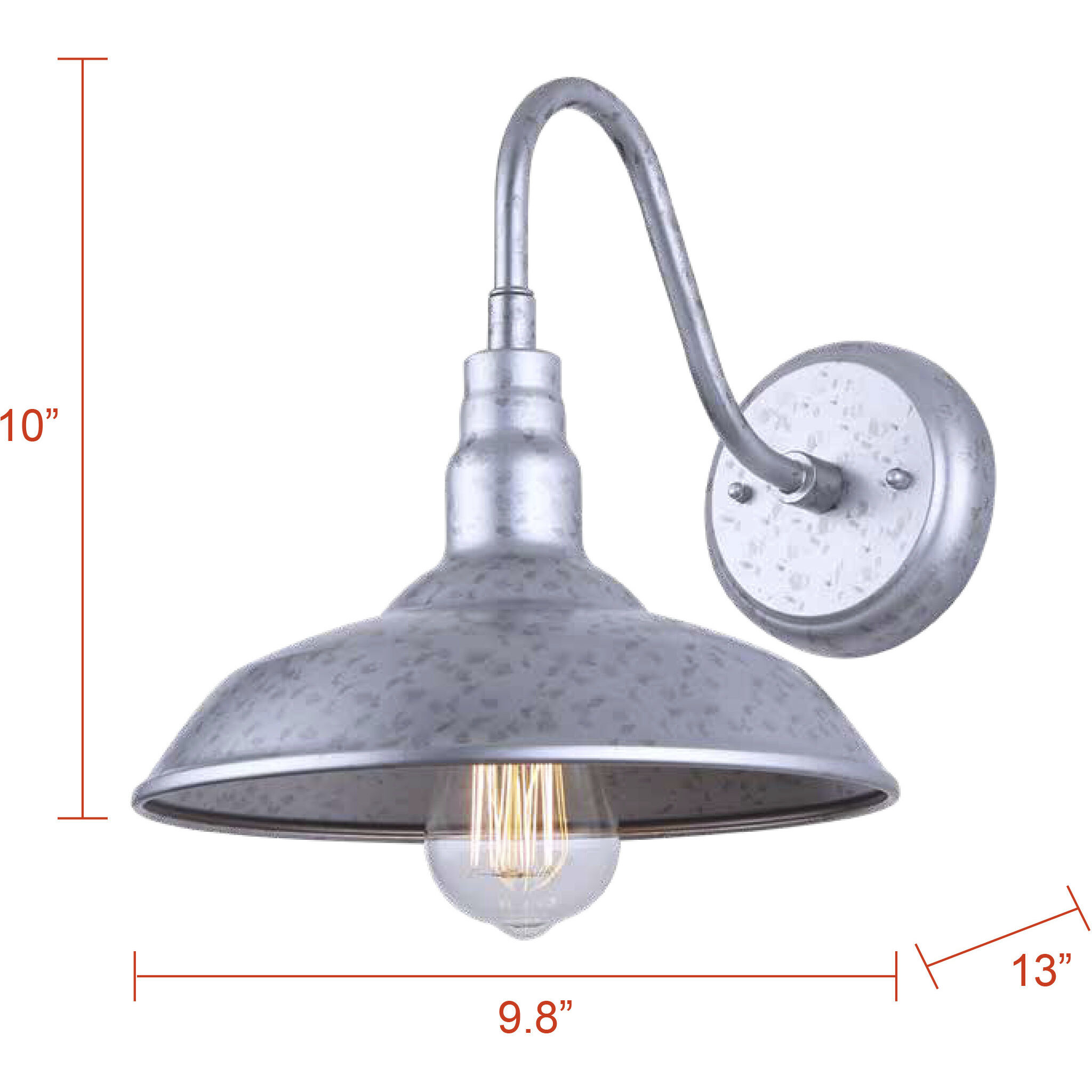 Desi 1 Light 10 inch Distressed Galvanized Outdoor Wall Lantern