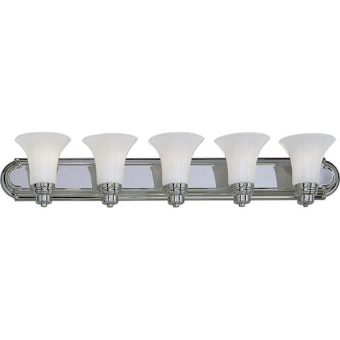 Opal Glass 5 Light 36 inch Polished Chrome Bath Vanity Wall Light