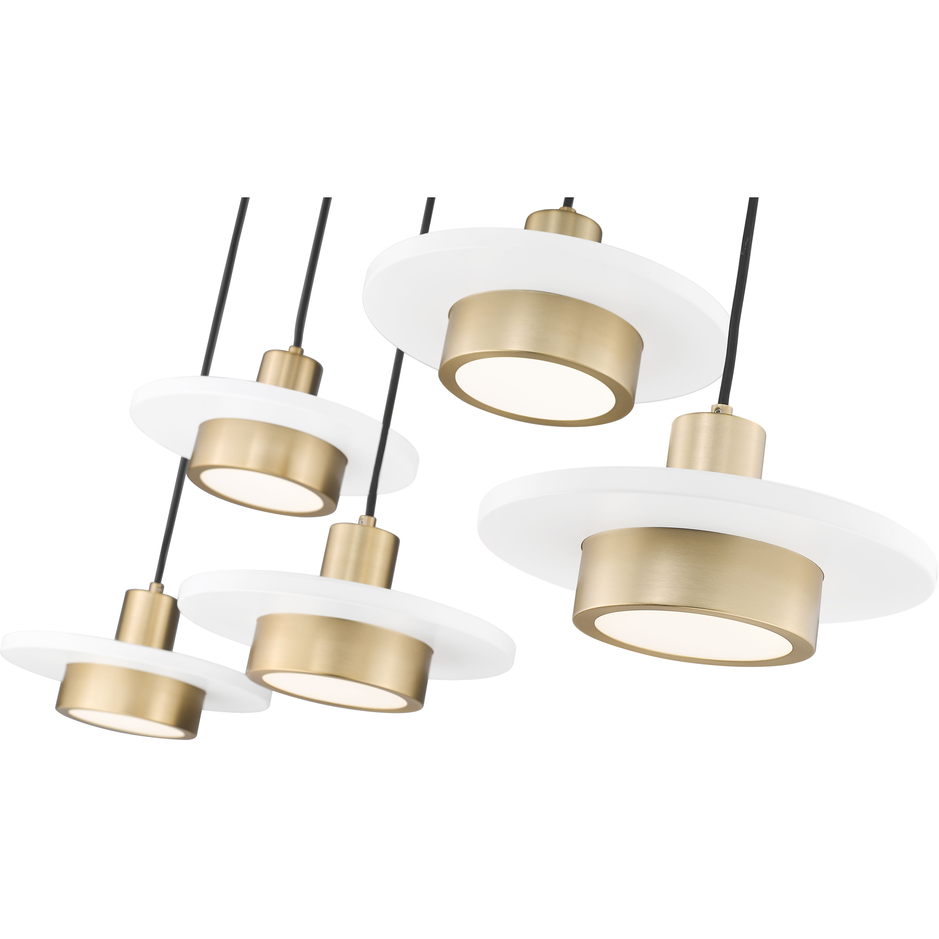 Ludo LED 51.5 inch Matte White and Modern Gold Linear Chandelier Ceiling Light