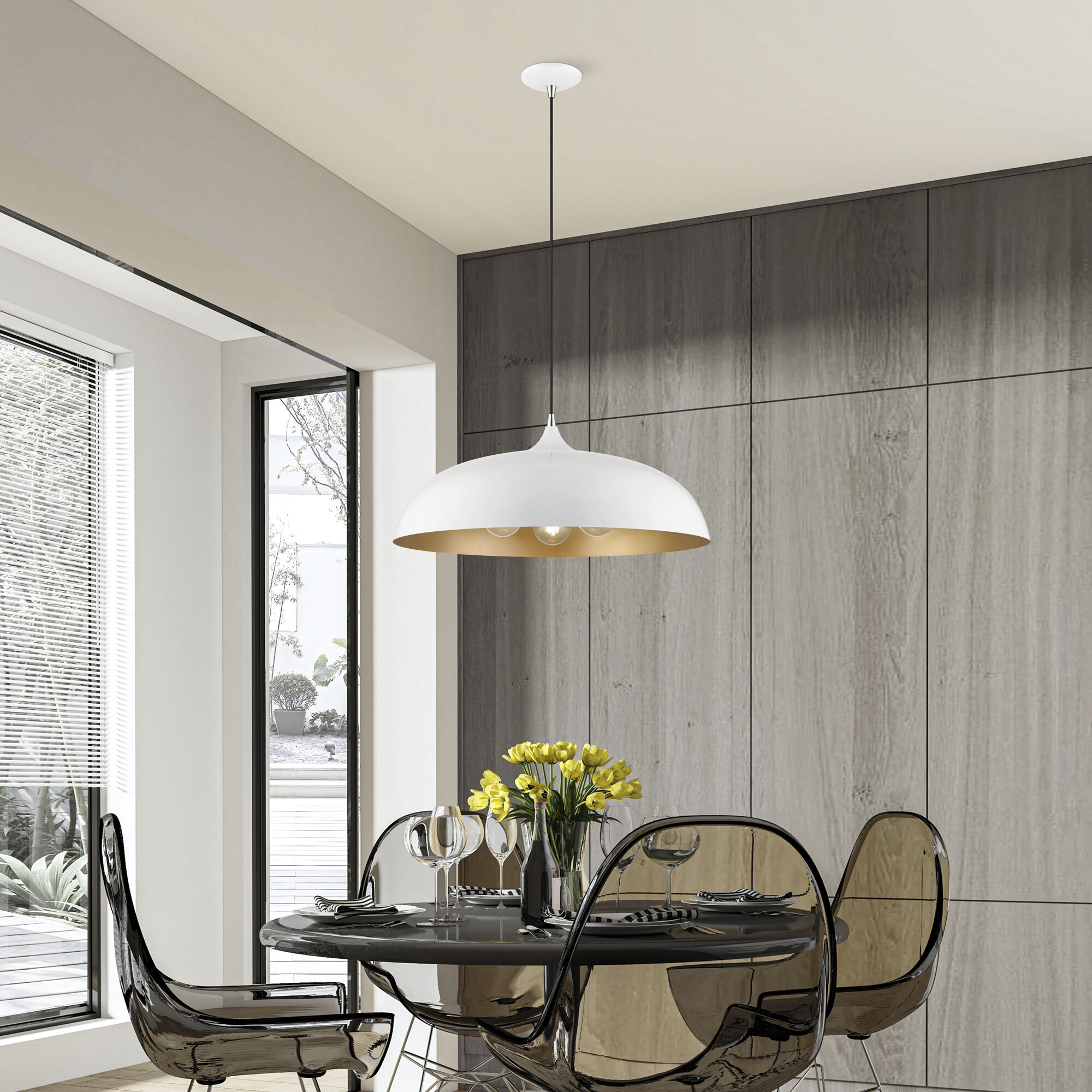 Amador 3 Light 24 inch Shiny White with Polished Chrome Accents Pendant Ceiling Light, Large