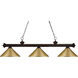 Riviera 3 Light 57 inch Bronze Billiard Ceiling Light in 16, Satin Gold Steel