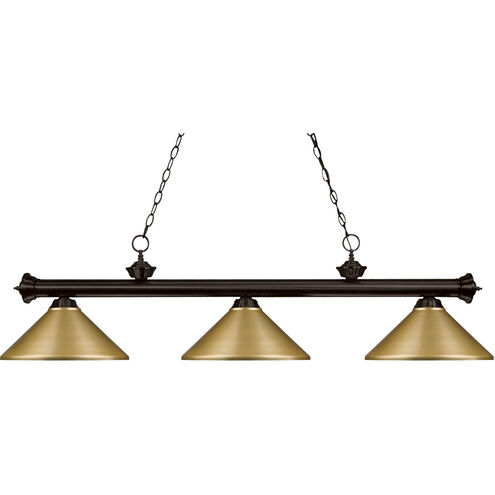 Riviera 3 Light 57 inch Bronze Billiard Ceiling Light in 16, Satin Gold Steel