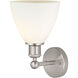 Edison Bristol Glass 1 Light 8 inch Brushed Satin Nickel Sconce Wall Light in Matte White Glass
