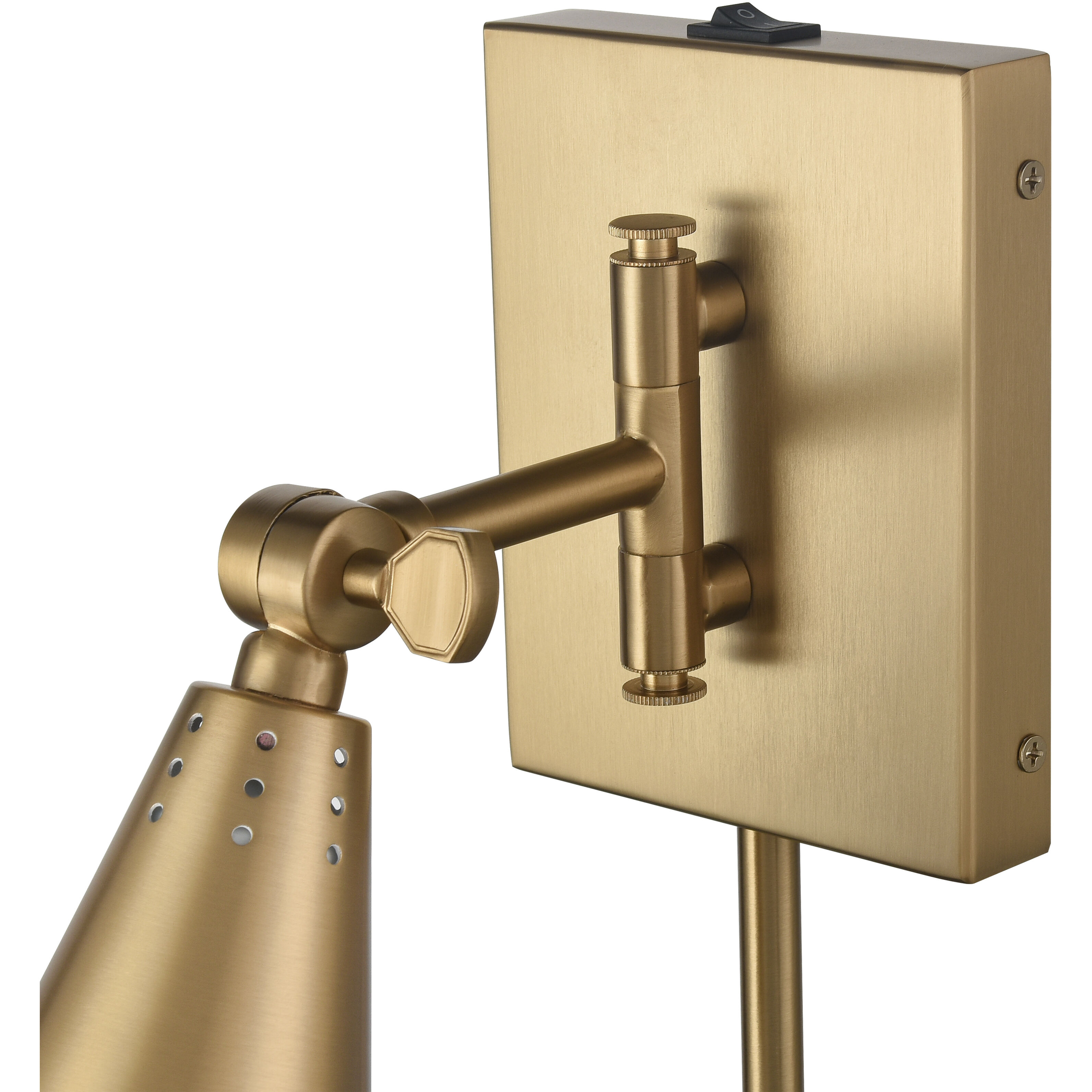 Whitmire 10.5 inch 60 watt Brushed Gold Swingarm Sconce Wall Light, Plug-In/Hardwire