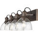Hines 4 Light 34.5 inch Rubbed Bronze Bath Vanity Light Wall Light in Seeded Glass
