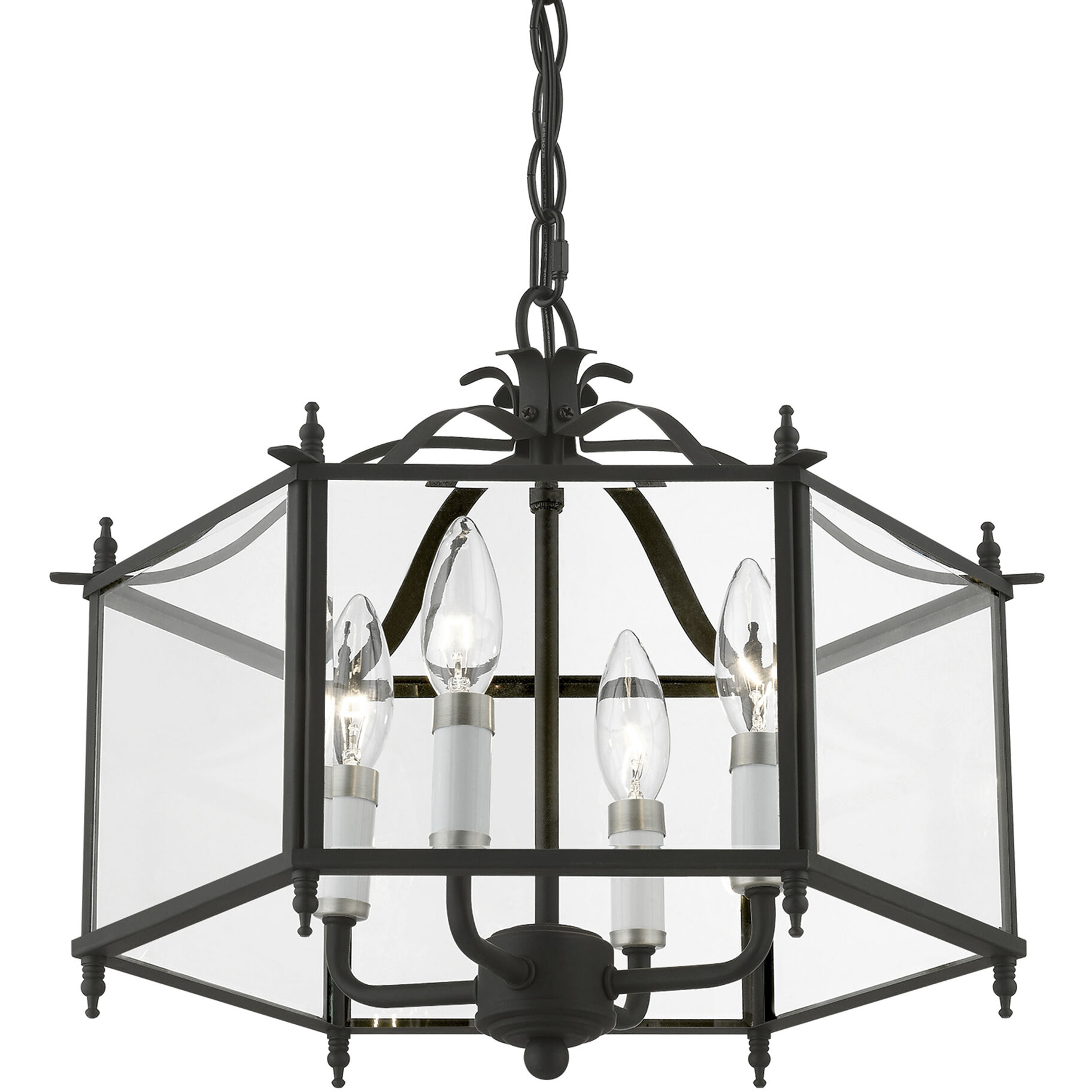 Livingston 4 Light 16 inch Black with Brushed Nickel Accents Convertible Pendant / Semi-Flush Ceiling Light
