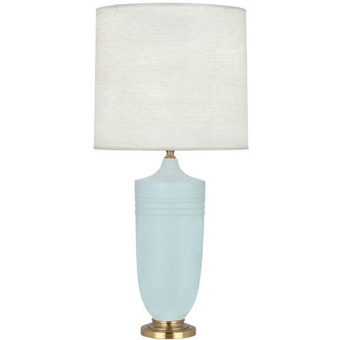 Michael Berman Hadrian 28.75 inch 150.00 watt Matte Sky Blue Table Lamp Portable Light in Modern Brass