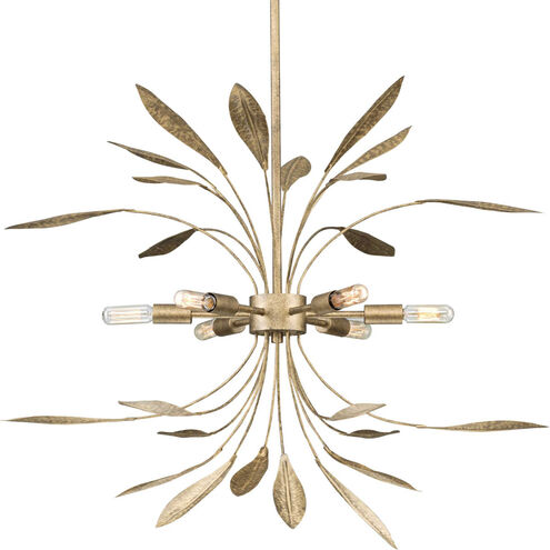 Mariposa 6 Light 28 inch Antique Gold Pendant Ceiling Light