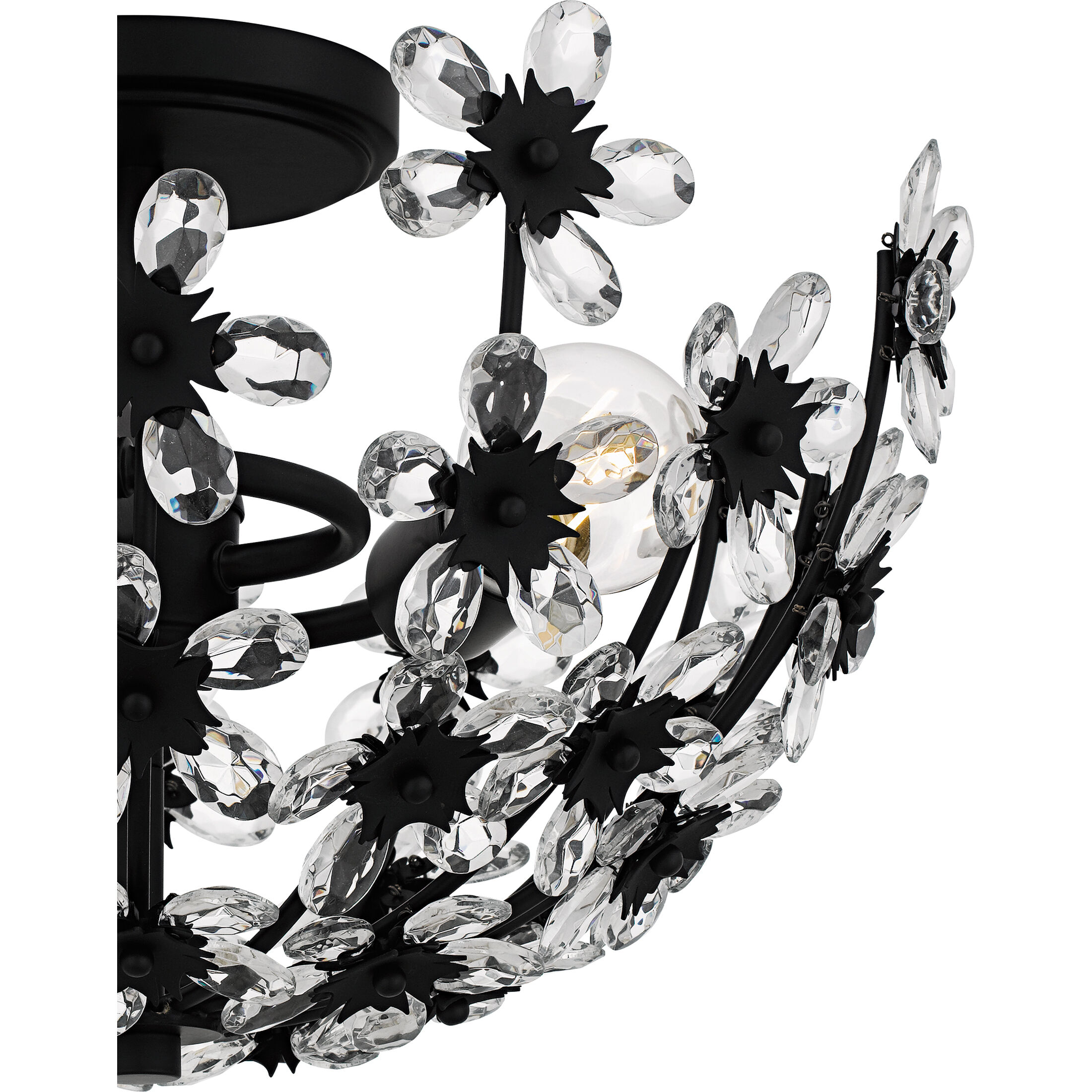 Rosemary 3 Light 15.75 inch Matte Black Semi-Flush Mount Ceiling Light, Medium