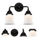 Nouveau 2 Small Canton LED 13.25 inch Matte Black Bath Vanity Light Wall Light in Matte White Glass