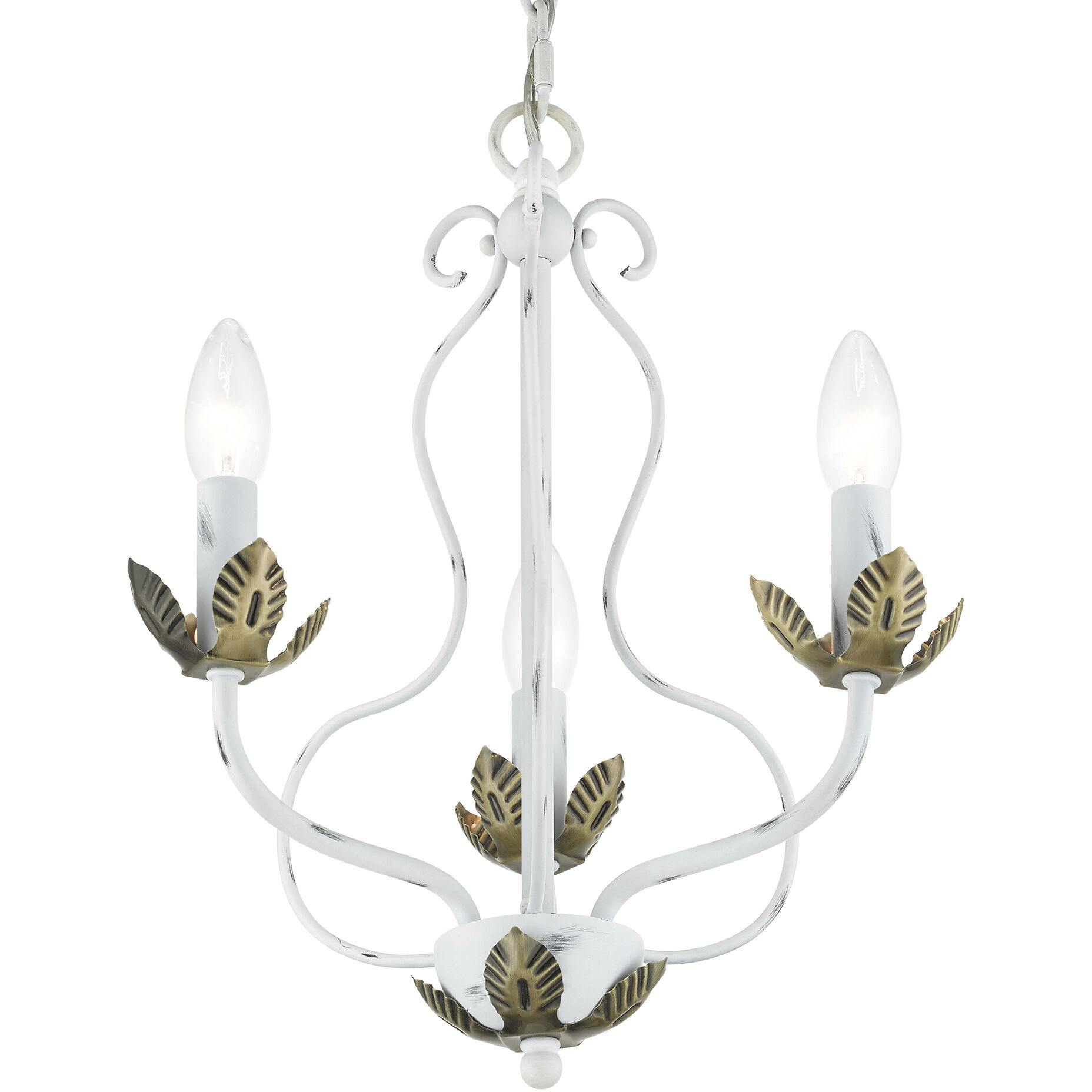 Katarina 3 Light 13 inch Antique White with Antique Brass Accents Chandelier Ceiling Light