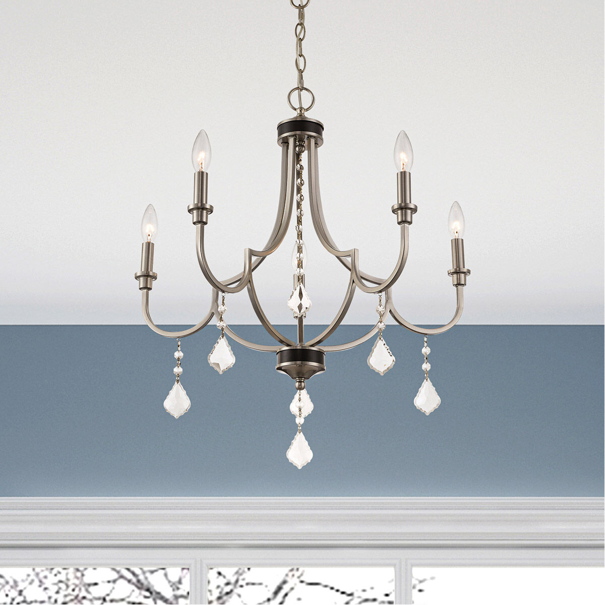 Glendale 5 Light 25 inch Brushed Nickel Chandelier Ceiling Light