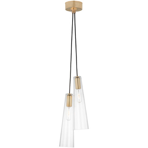 Ray Booth Osvaldo LED 8 inch Antique-Burnished Brass Double Pendant Ceiling Light