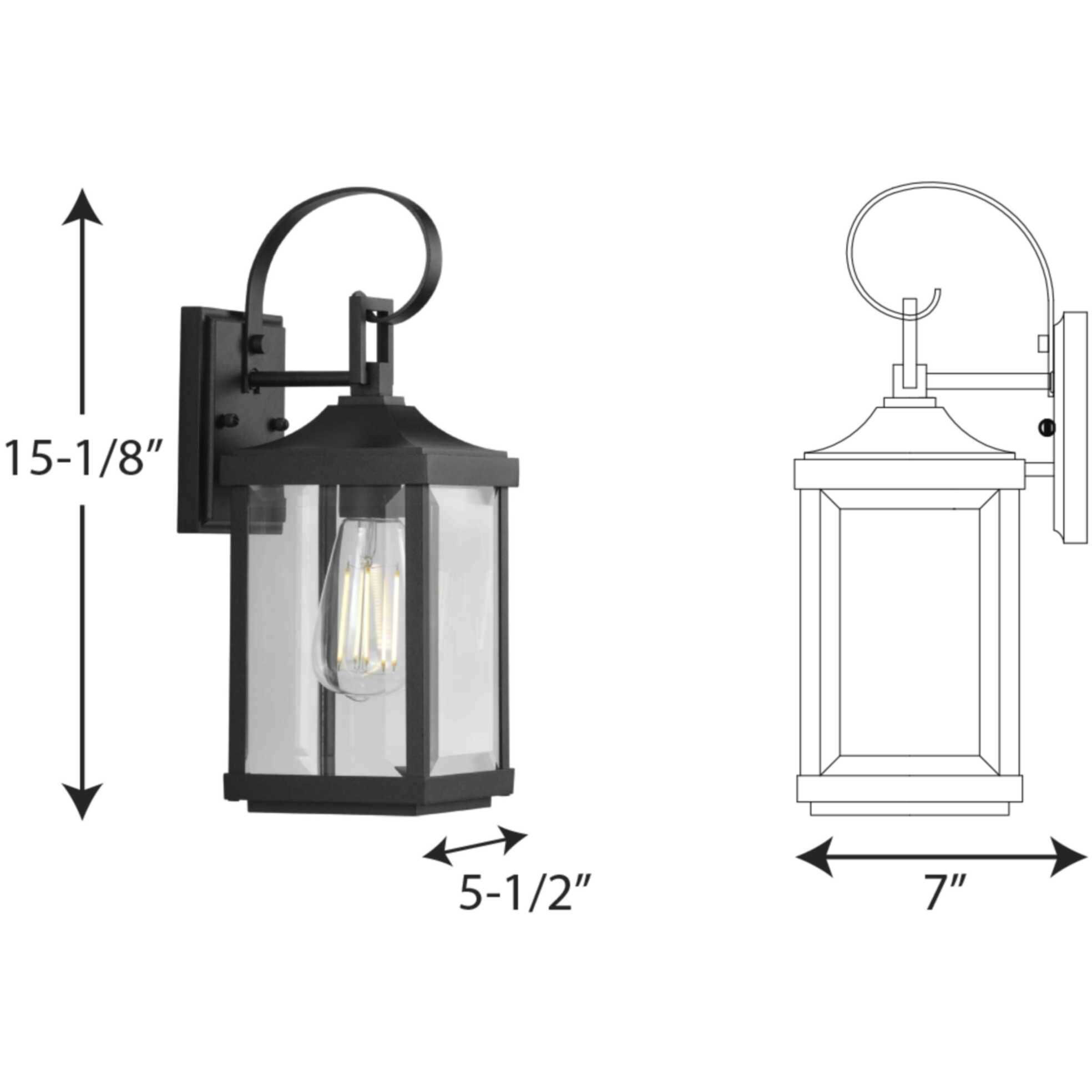 Gibbes Street 1 Light 15 inch Textured Black Outdoor Wall Lantern, Small, Design Series 