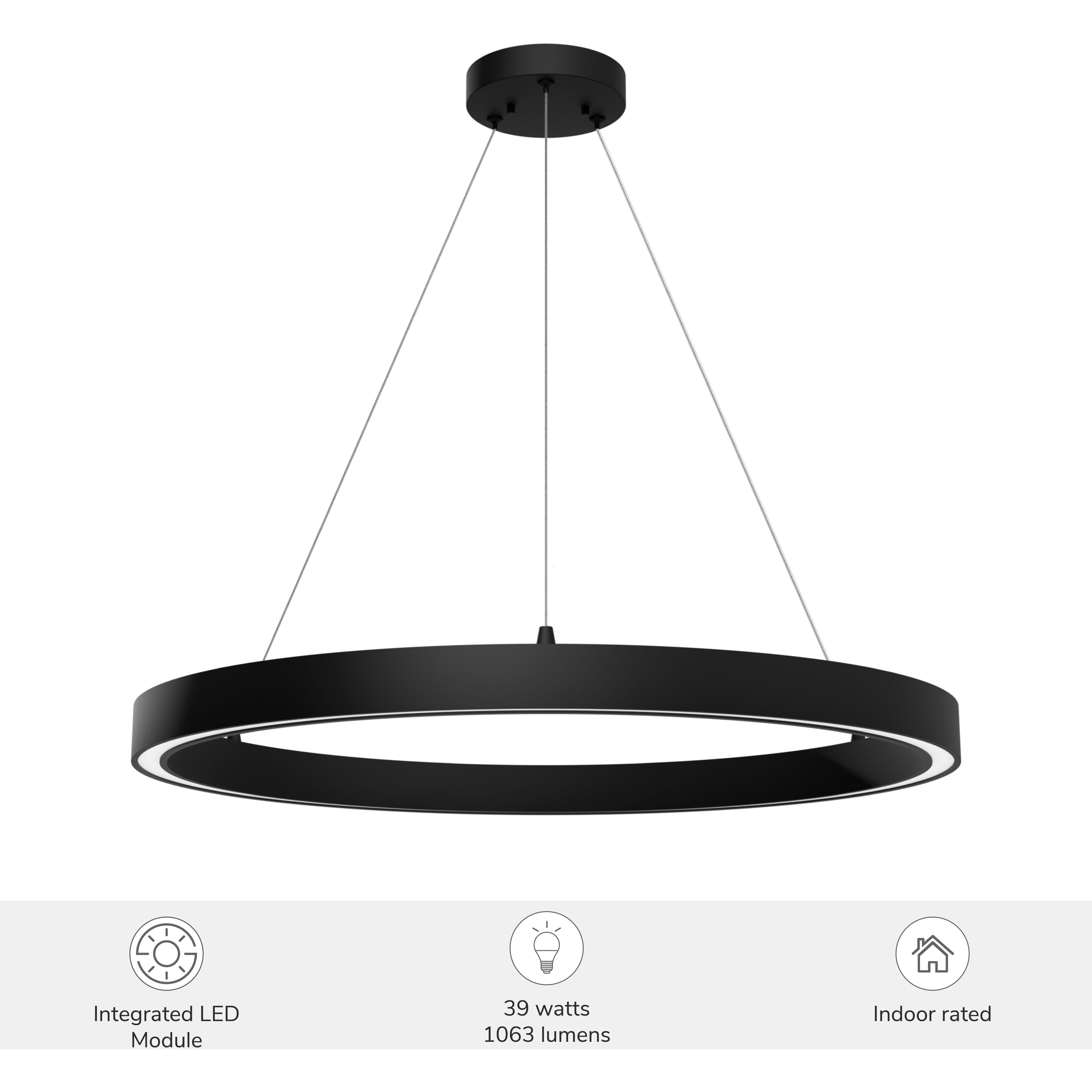 Canoga 1 Light 30 inch Matte Black Chandelier Ceiling Light, Large