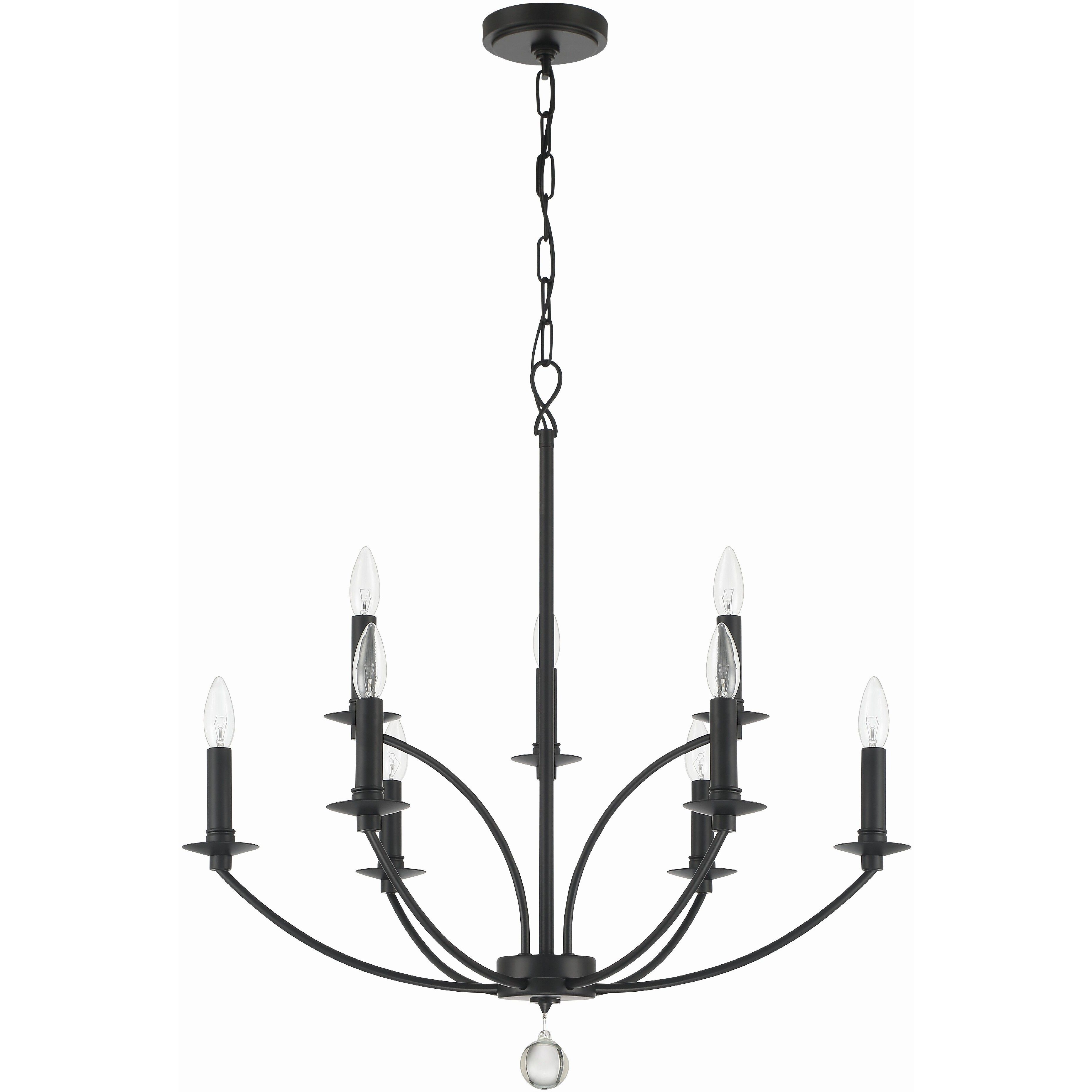 Mila 9 Light 28 inch Black Chandelier Ceiling Light