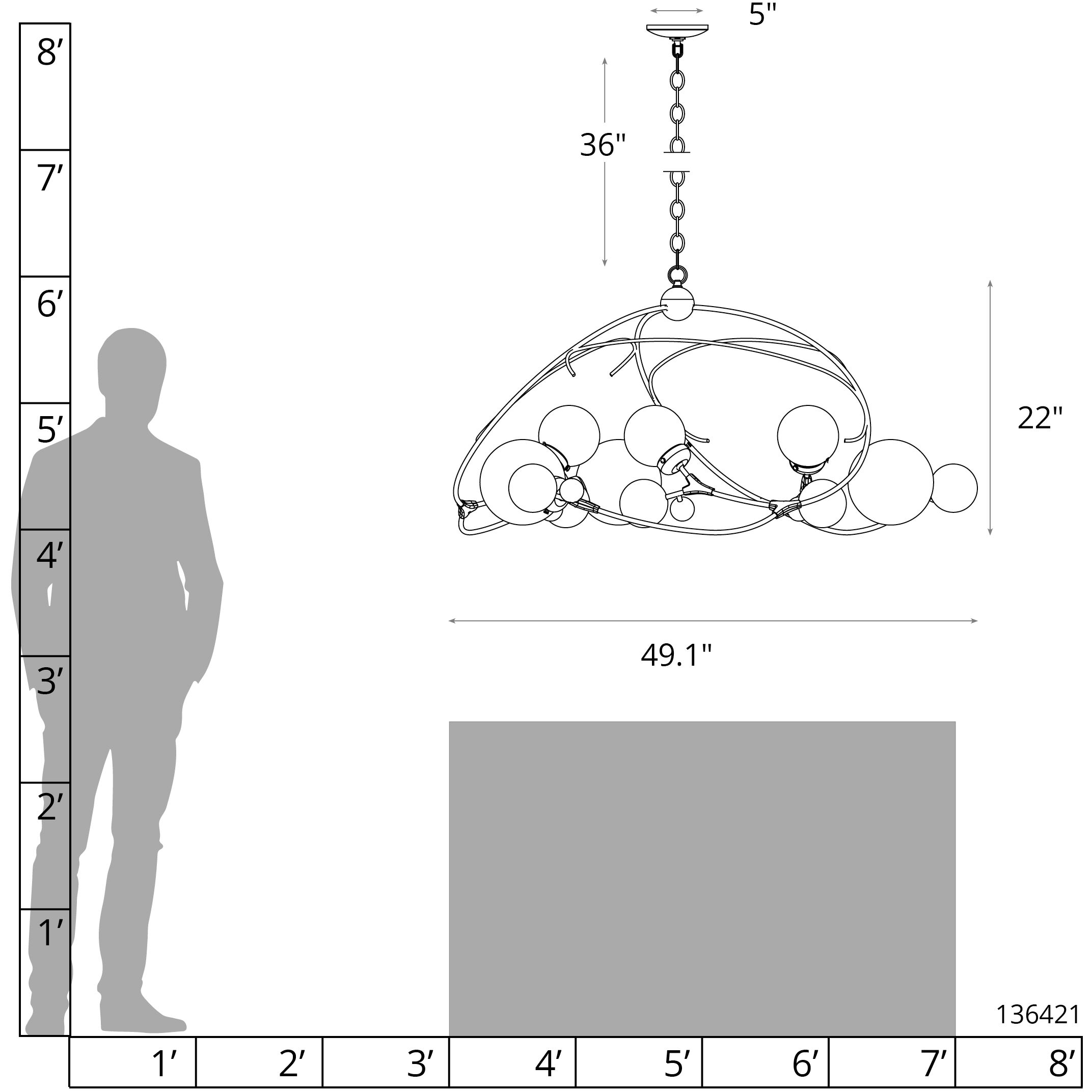 Sprig 6 Light 49.1 inch Dark Smoke Pendant Ceiling Light in Opaline, Circular