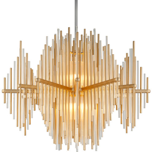 Theory LED 40 inch Gold Leaf with Polished Stainless Pendant Ceiling Light