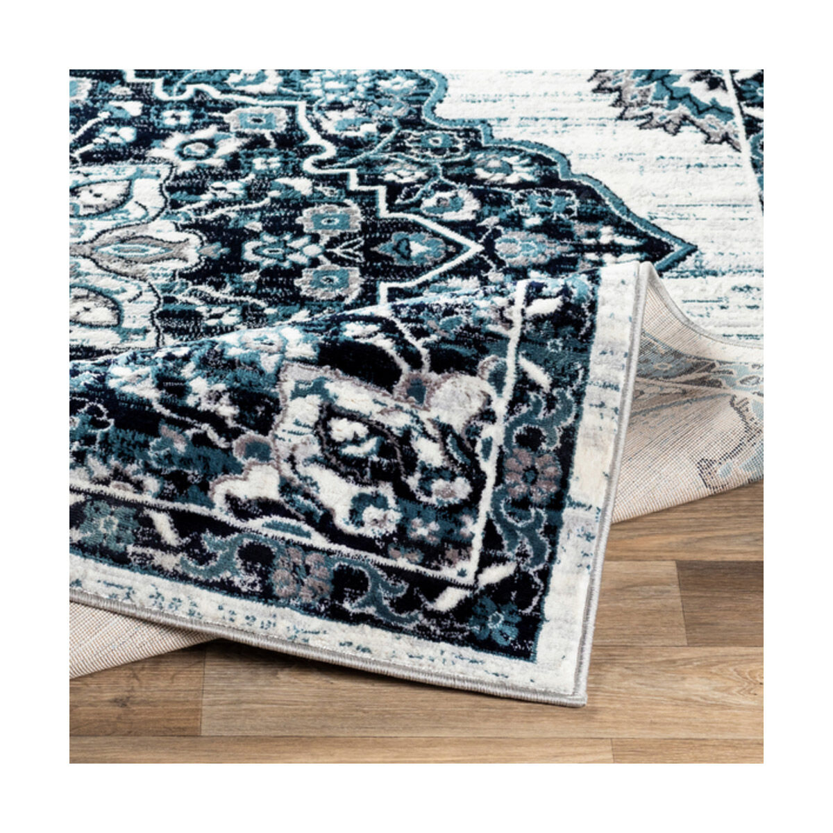 Wanderlust 123 X 94.09 inch Ink Blue/Sky Blue/Charcoal/Light Slate/White Machine Woven Rug