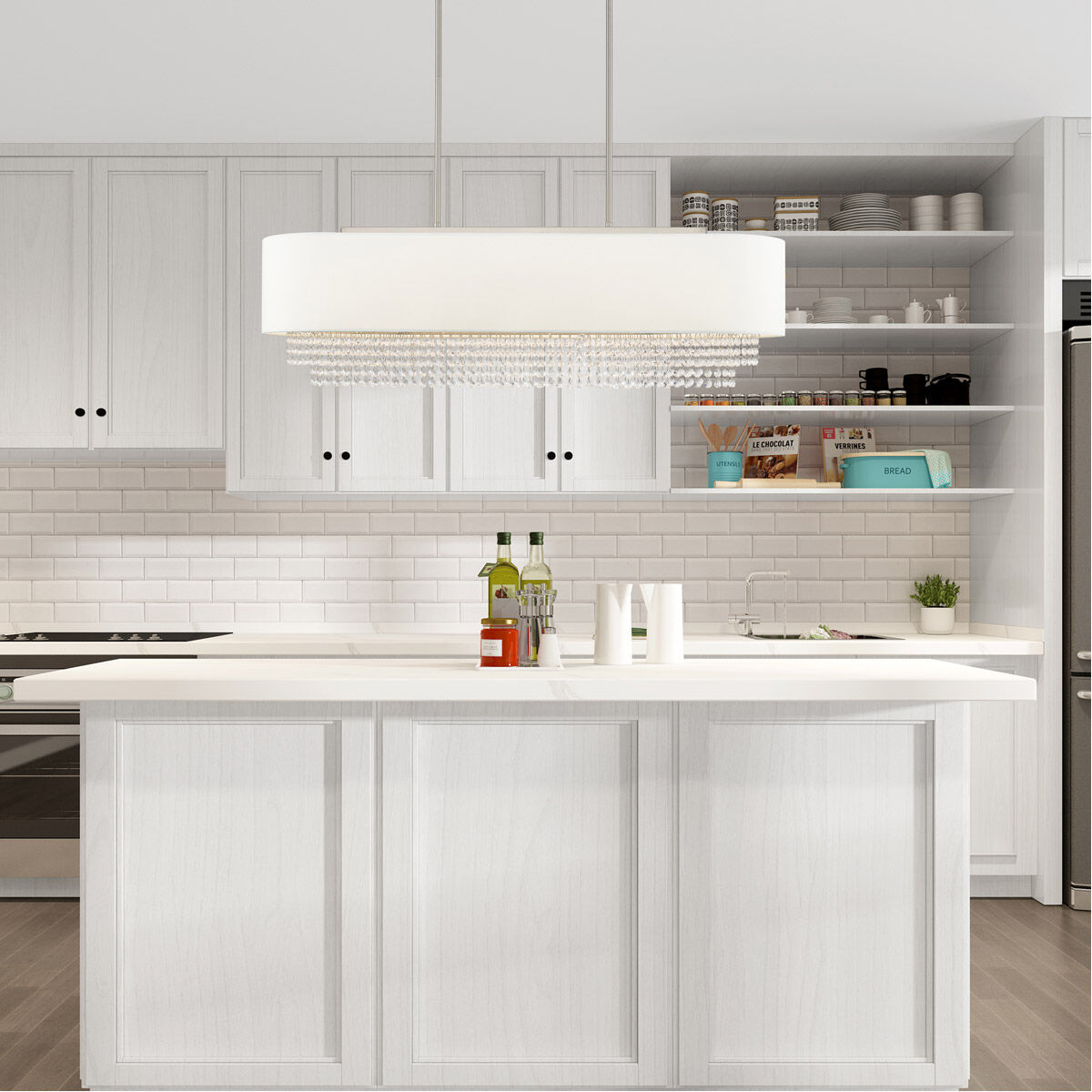 Carlisle 5 Light 41 inch Brushed Nickel Linear Chandelier Ceiling Light