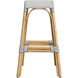 Robias Rectangular Rattan 30" Bar Stool in Gray and White Dot