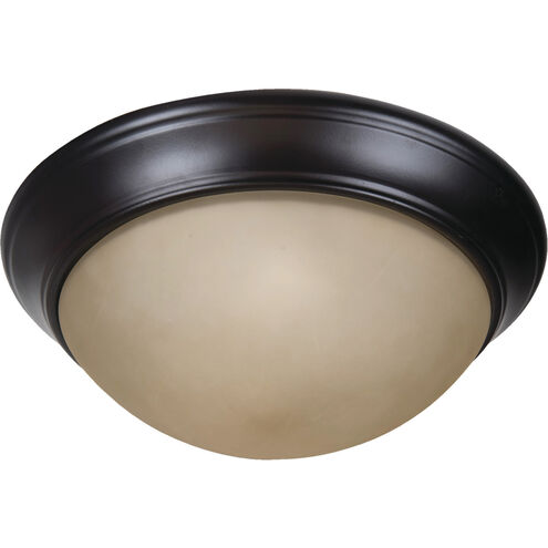 Pro Builder Premium 2 Light 13 inch Oiled Bronze Flushmount Ceiling Light in Amber Frost Glass