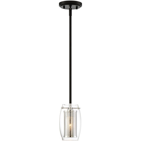 Dunbar 1 Light 4.75 inch Matte Black with Polished Chrome Accents Mini-Pendant Ceiling Light, Essentials