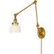 Soho 33 inch 100 watt Satin Brass and Ivory Swing Arm Wall Sconce Wall Light