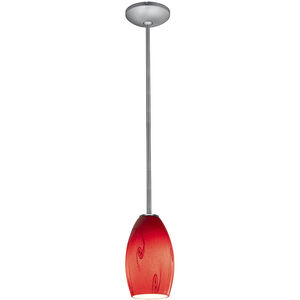 Merlot 1 Light 3.5 inch Brushed Steel Pendant Ceiling Light