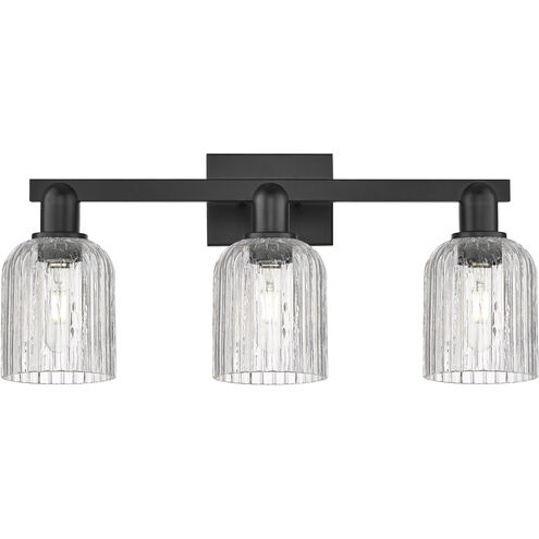 Downtown Urban Bridal Veil 3 Light 24 inch Matte Black Bath Vanity Light Wall Light in Clear